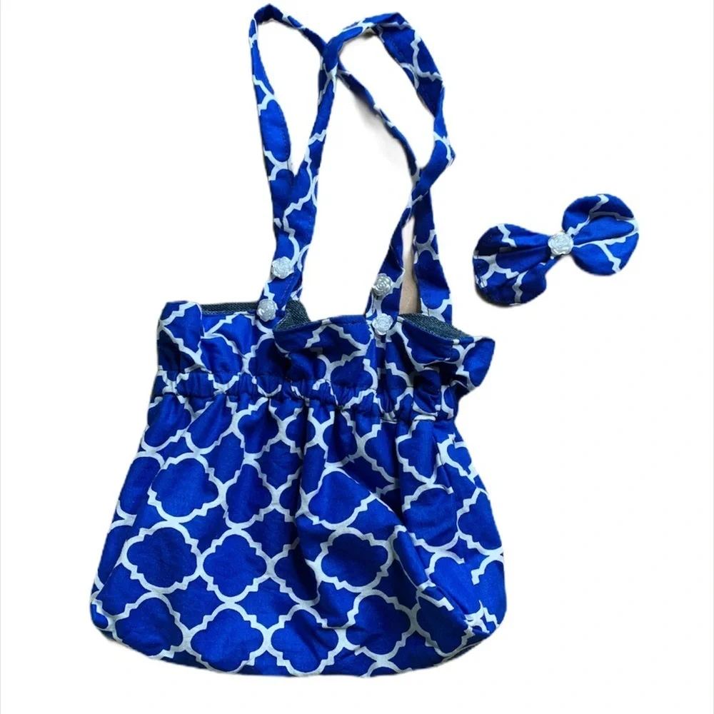 Girls set Blue Reversible Tote Bag with Hair Bow